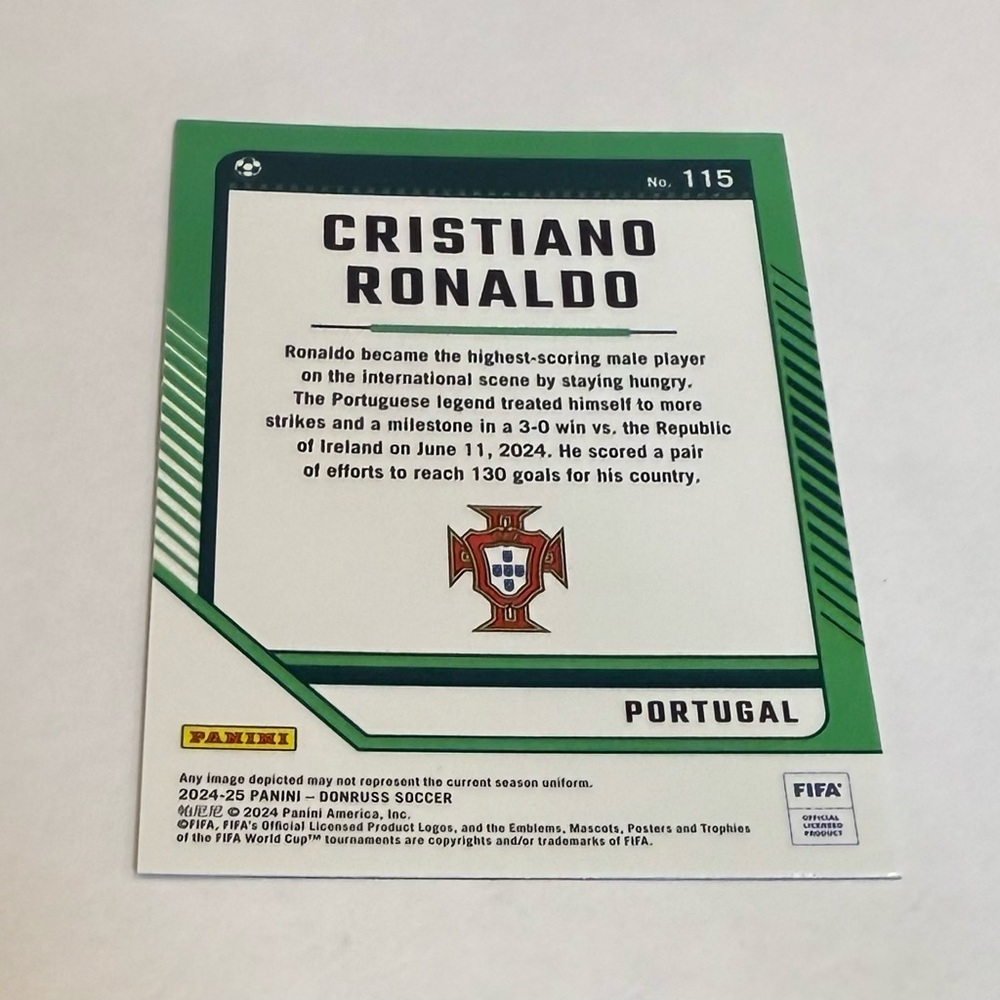 Cristiano Ronaldo 2024/25 Panini- Donruss Soccer FIFA Red and Green Design# 115 - Picture 6 of 8
